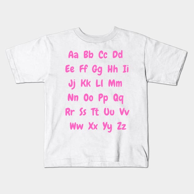 English alphabet in pink Kids T-Shirt by LukjanovArt